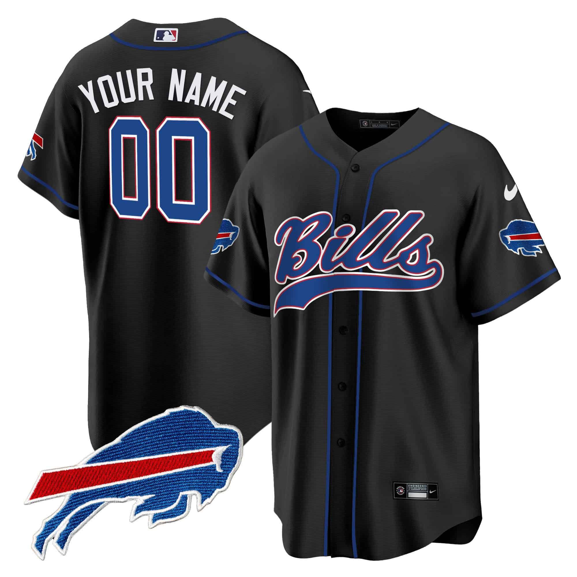Men Buffalo Bills Black 2024 Nike Baseball Custom NFL Jersey->customized nfl jersey->Custom Jersey